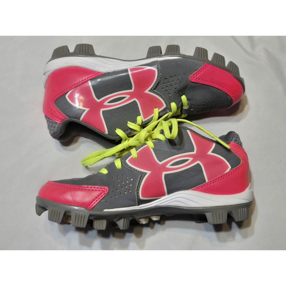 Under Armour Girls Glyde 2.0 RM Jr Softball Cleats White/Pink Size 2.5Y Baseball